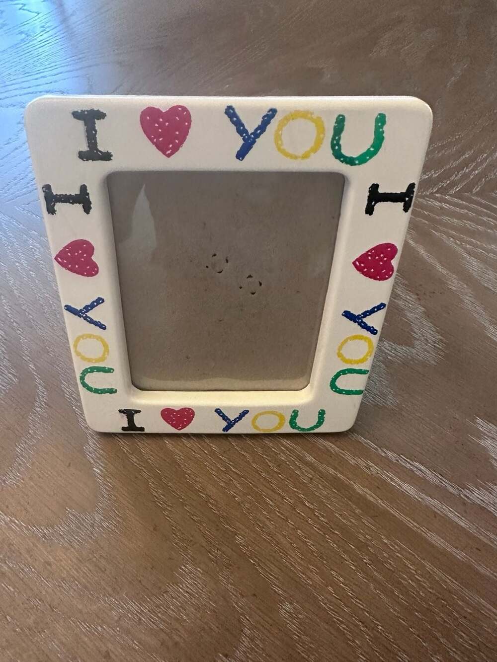 Vintage 90s 'I Love You' Ceramic Picture Frame Colorful Crayon Style